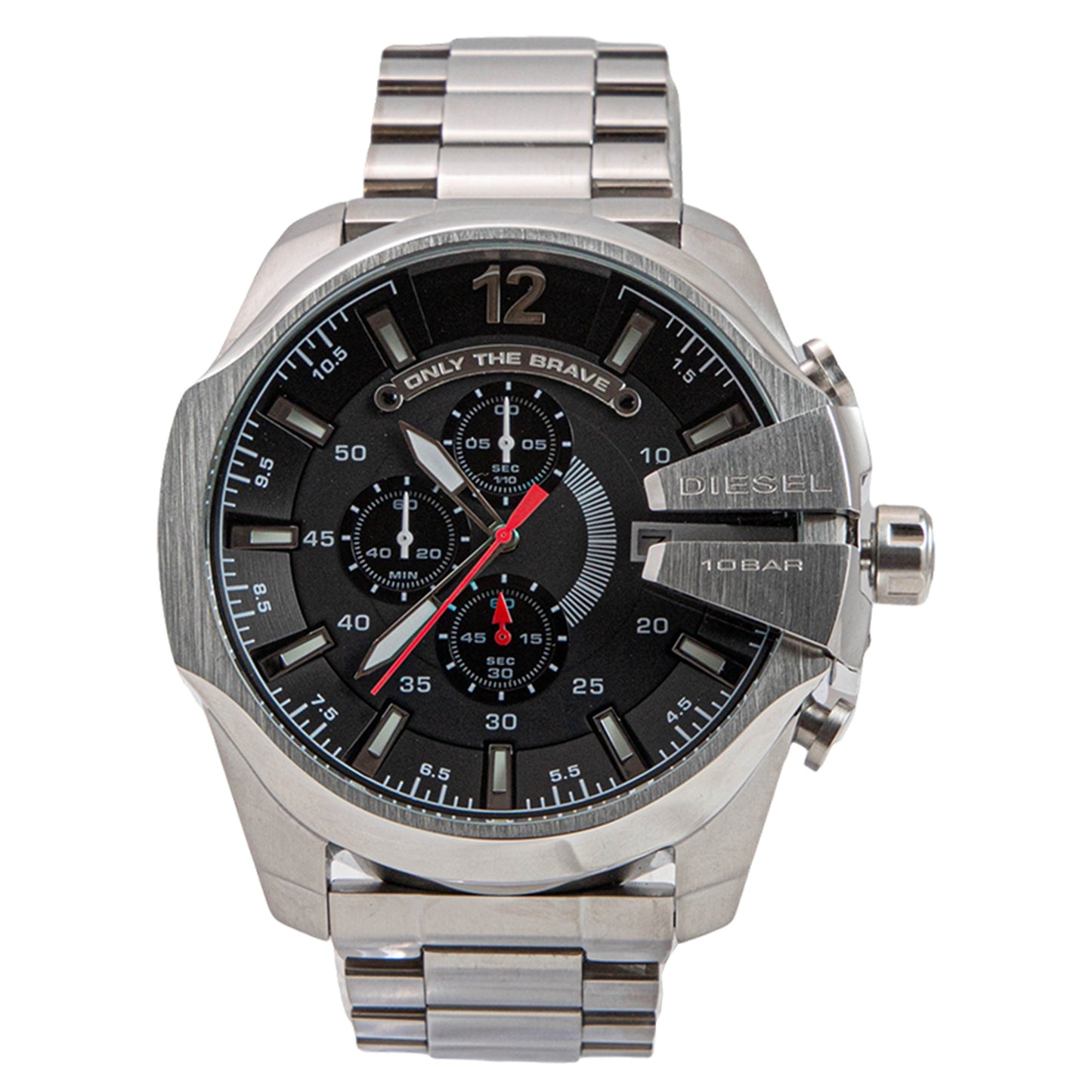 Diesel Mega Chief Silver Round Stainless Steel Men's Watch