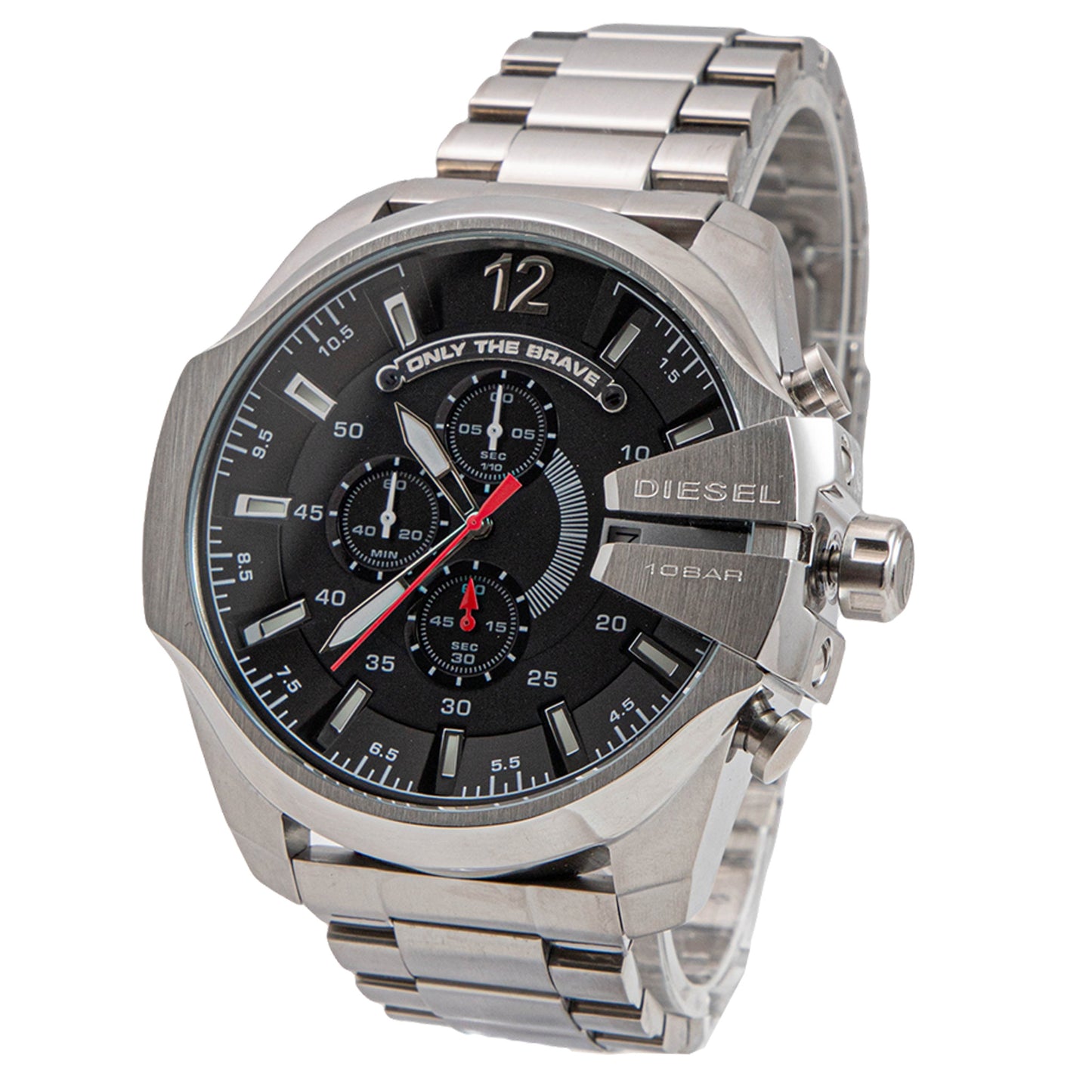 Diesel Mega Chief Silver Round Stainless Steel Men's Watch