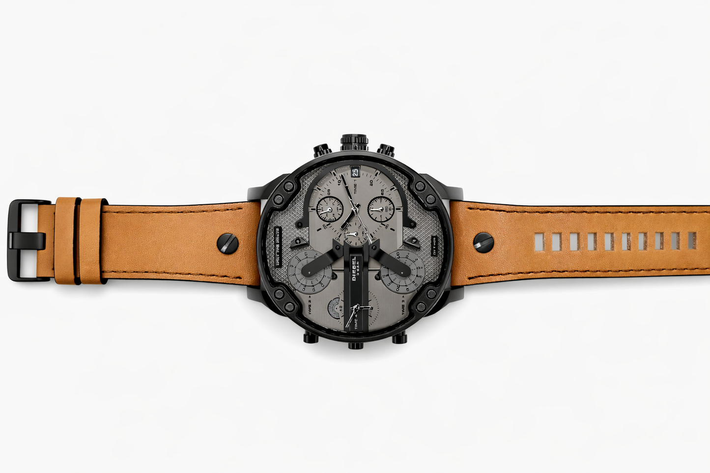 Diesel Mr Daddy 2.0 Grey with Brown Leather Strap Men's Watch