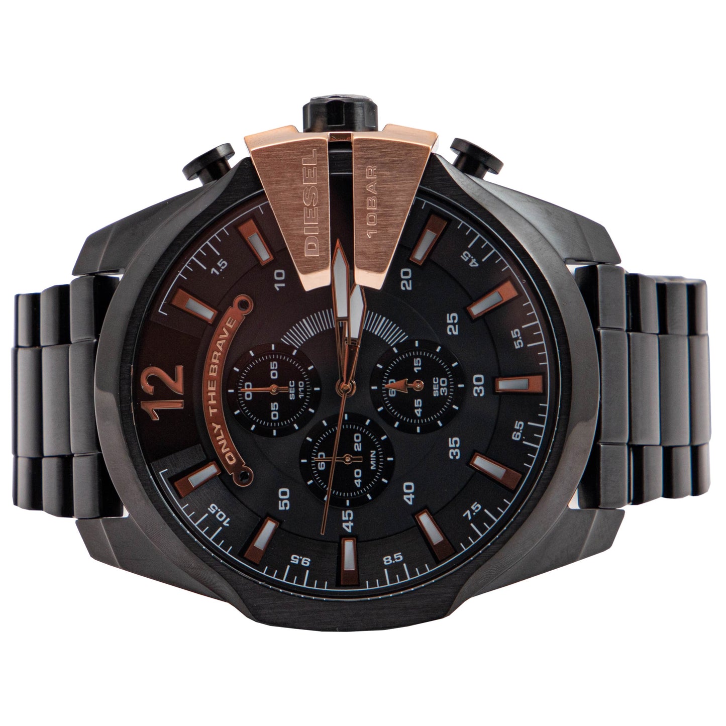Diesel Mega Chief Stainless Steel Black and Rose Gold Men's Watch