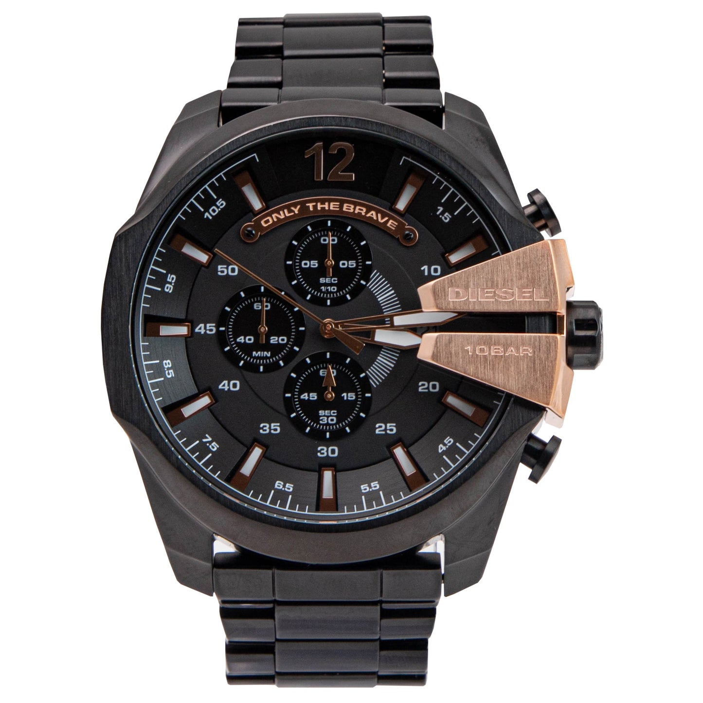 Diesel Mega Chief Stainless Steel Black and Rose Gold Men's Watch