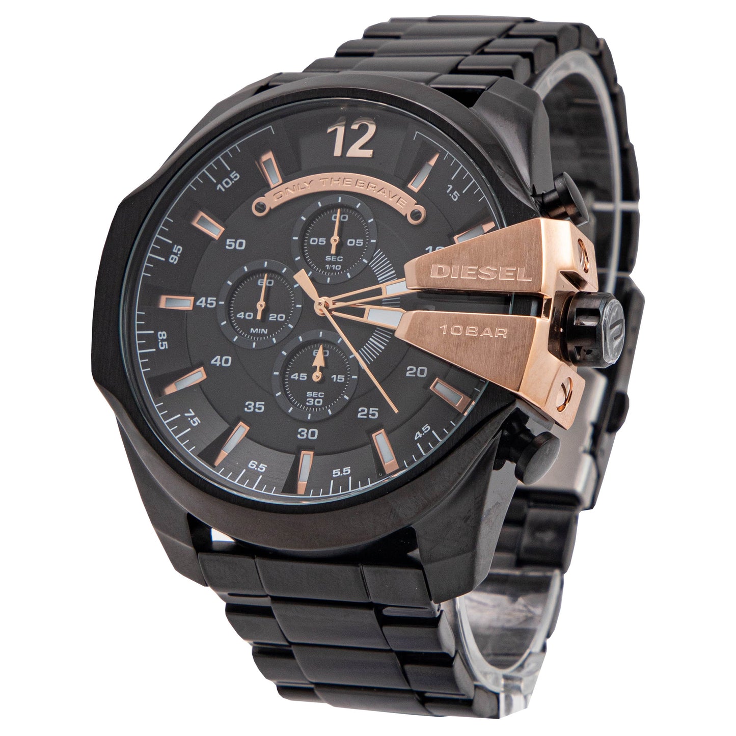 Diesel Mega Chief Stainless Steel Black and Rose Gold Men's Watch
