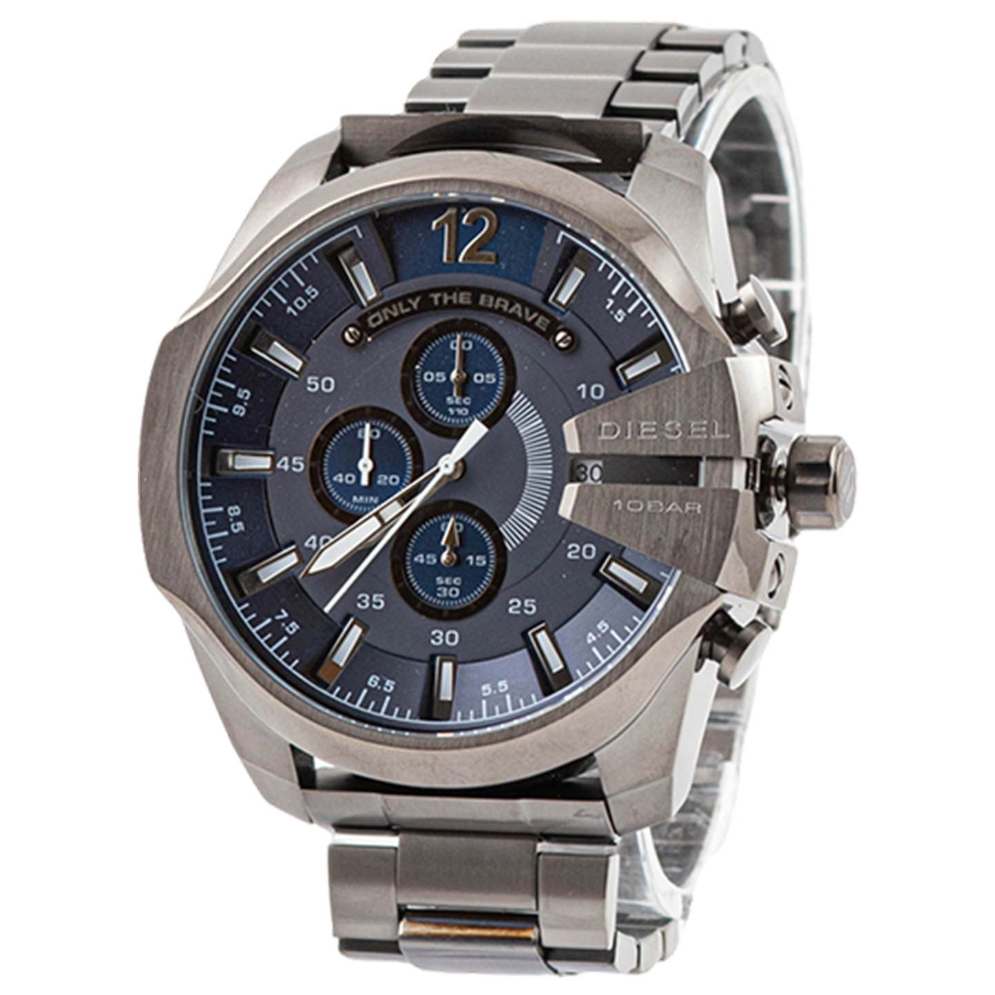 Diesel Mega Chief Stainless Steel and Navy Men's Watch