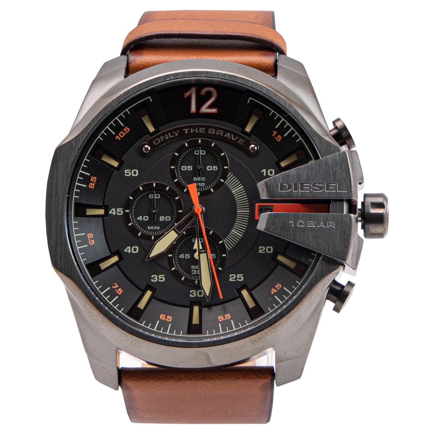 Diesel Mega Chief Black Dial Brown Leather