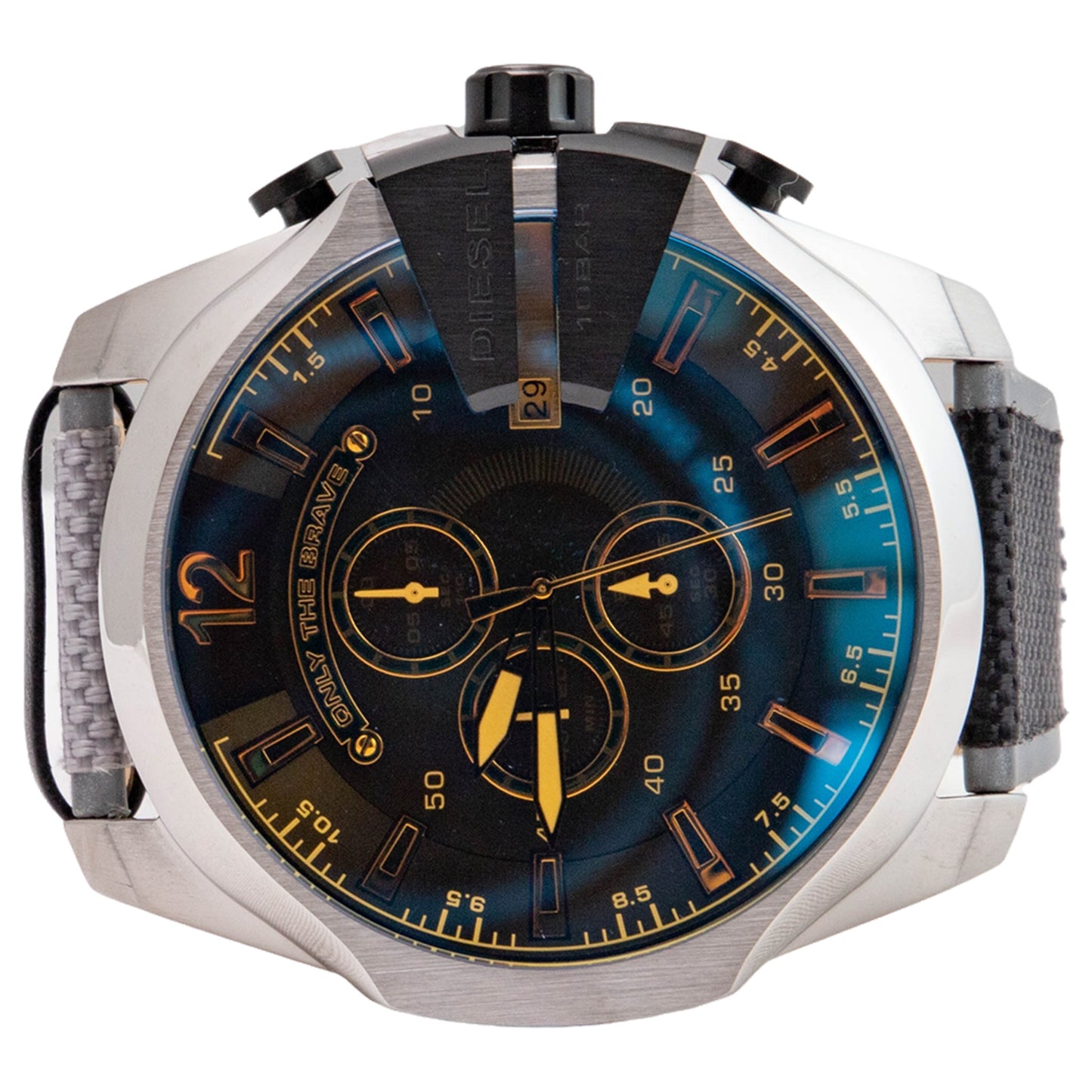Diesel Men's Mega Chief Silver Round Nylon Men's Watch