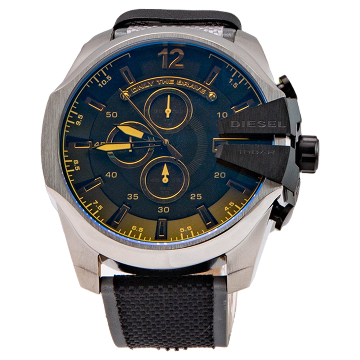 Diesel Men's Mega Chief Silver Round Nylon Men's Watch