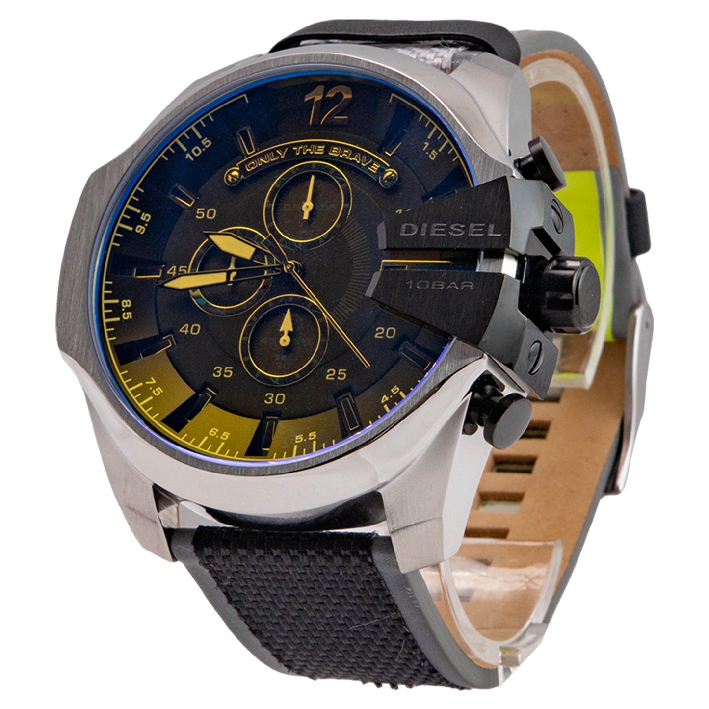 Diesel Men's Mega Chief Silver Round Nylon Men's Watch