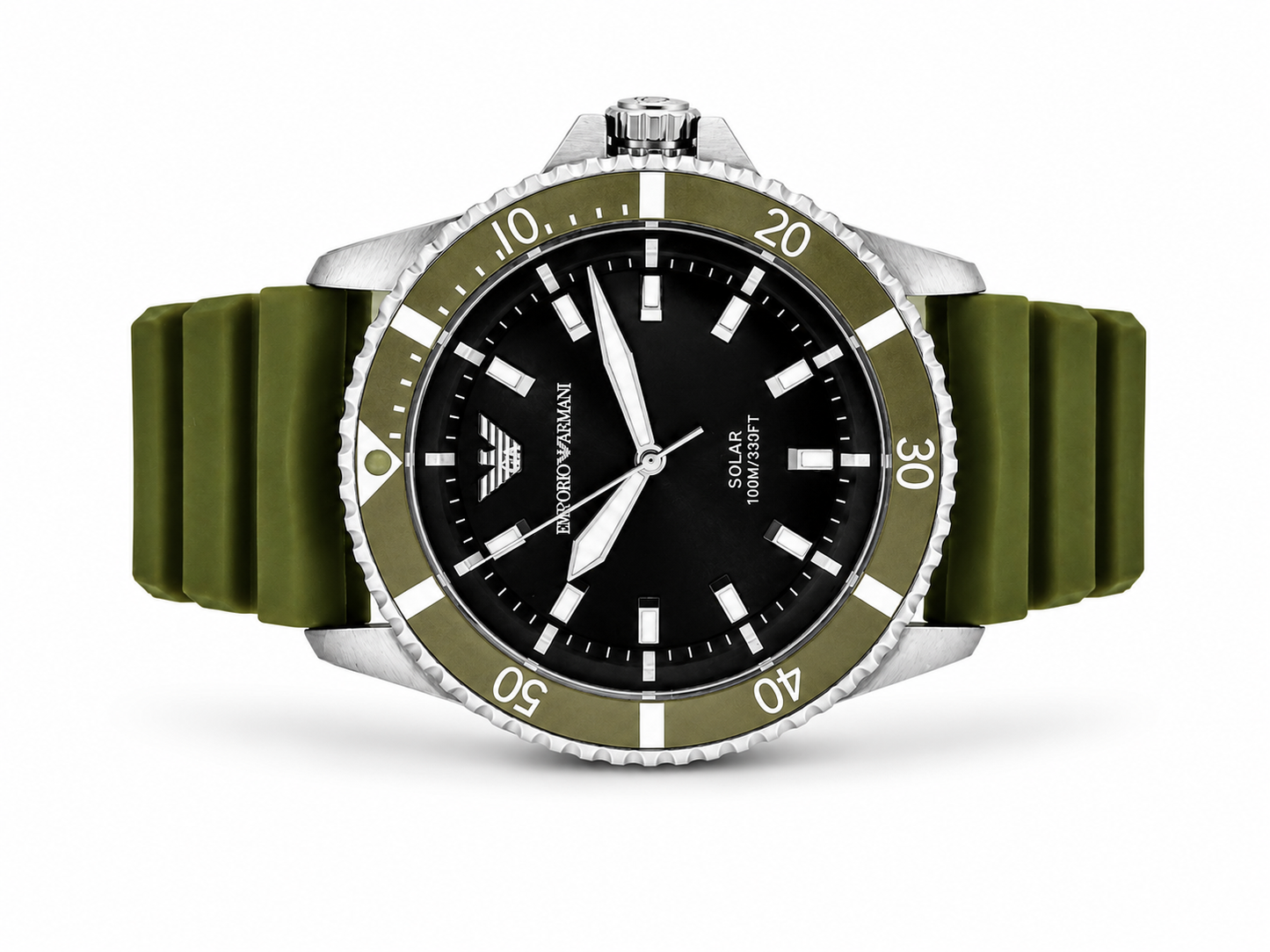 Emporio Armani World Explorer Solar-Powered Green Silicone Men's Watch (Parallel import)