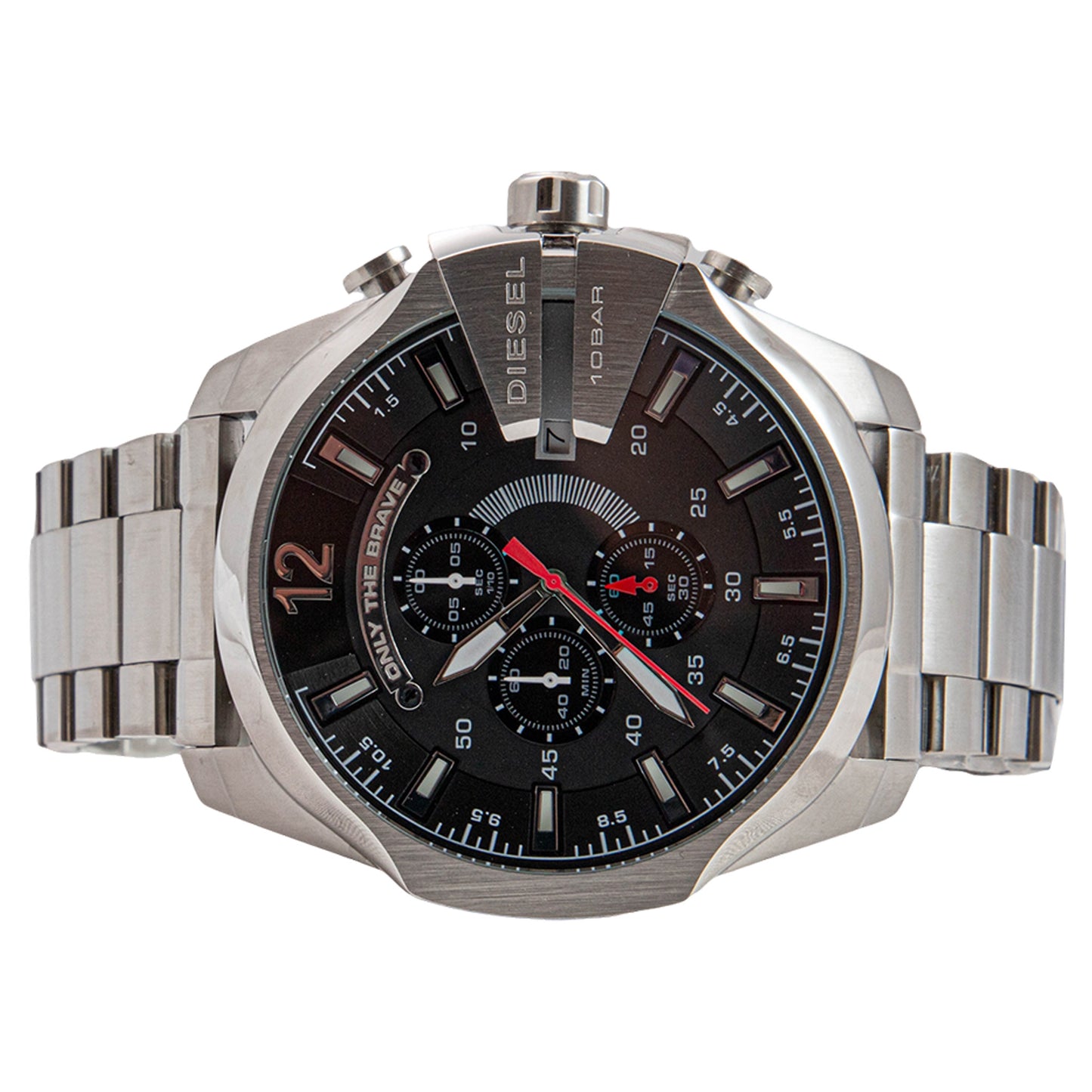 Diesel Mega Chief Silver Round Stainless Steel Men's Watch