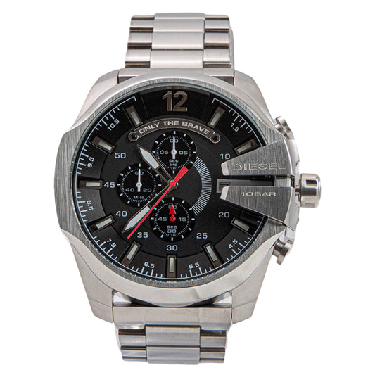 Diesel Mega Chief Silver Round Stainless Steel Men's Watch
