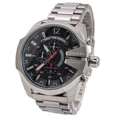 Diesel Mega Chief Silver Round Stainless Steel Men's Watch