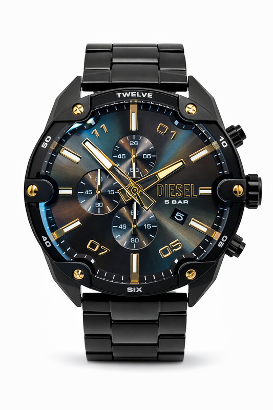 Diesel Spiked Black Stainless Steel Strap Men's Watch