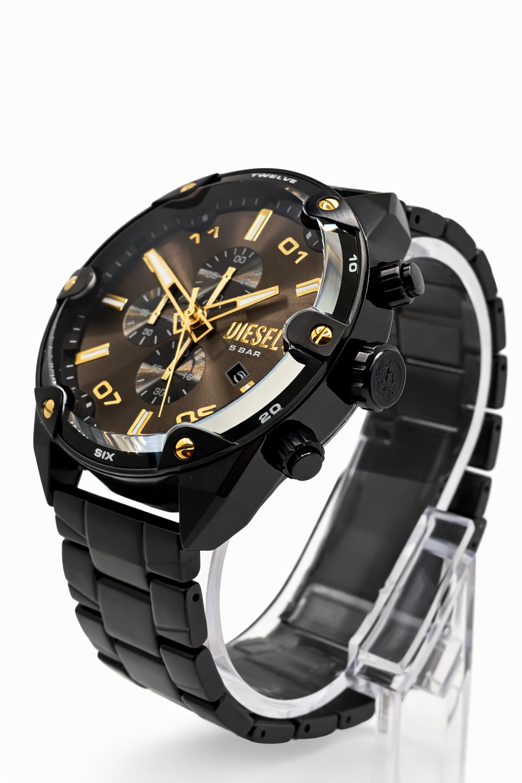 Diesel Spiked Black Stainless Steel Strap Men's Watch