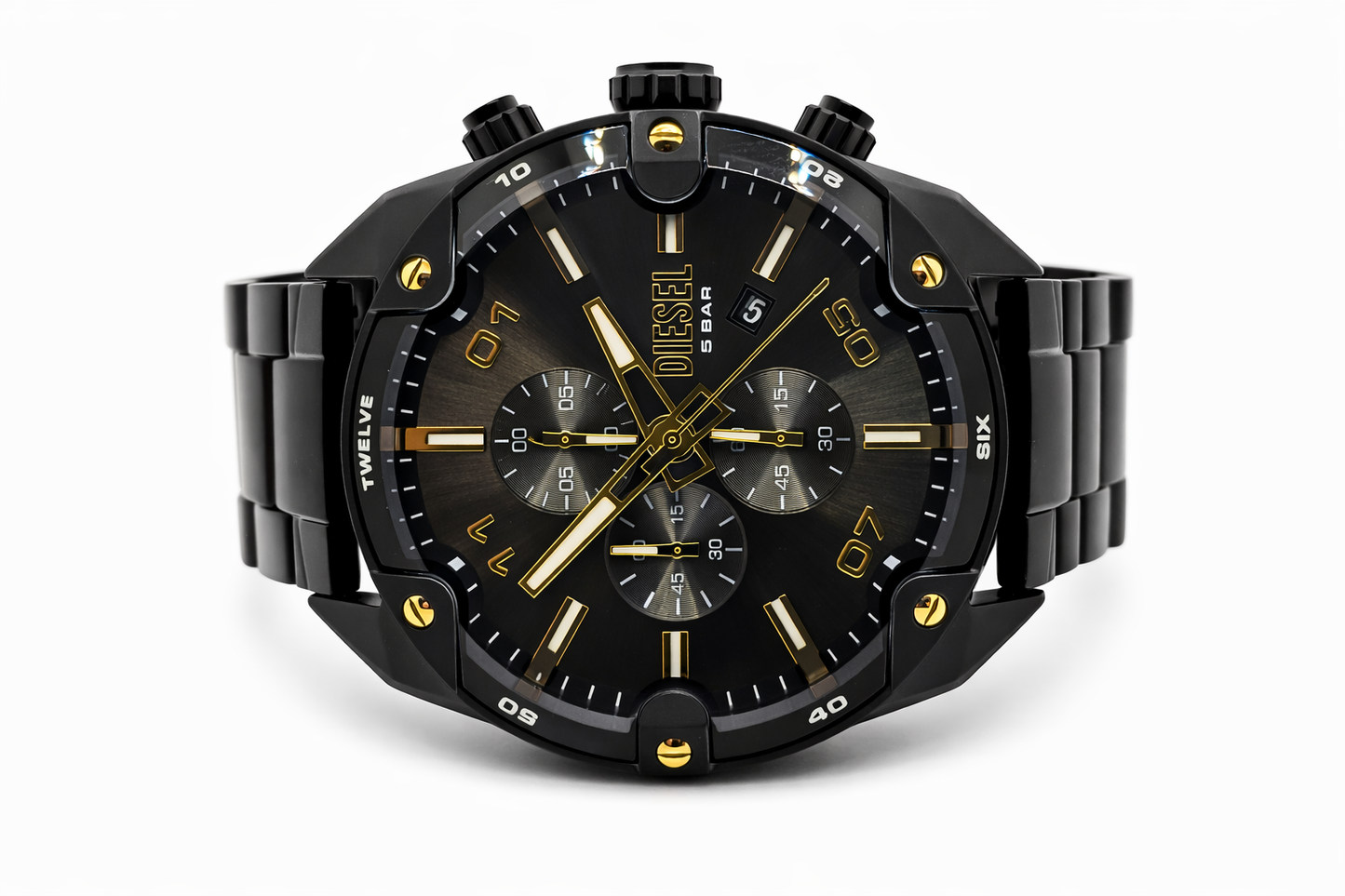 Diesel Spiked Black Stainless Steel Strap Men's Watch
