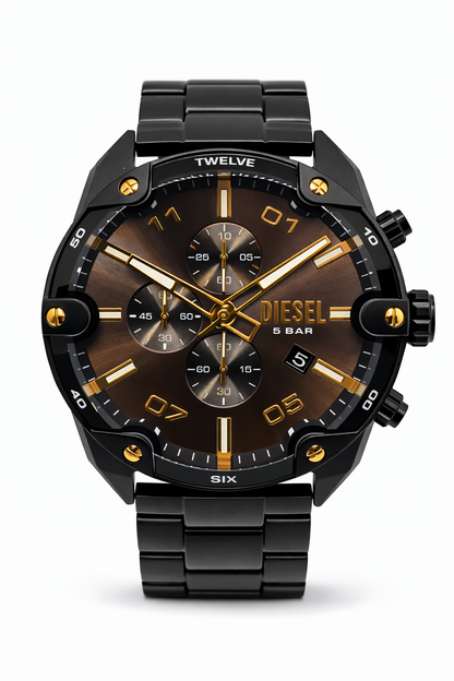 Diesel Spiked Black Stainless Steel Strap Men's Watch