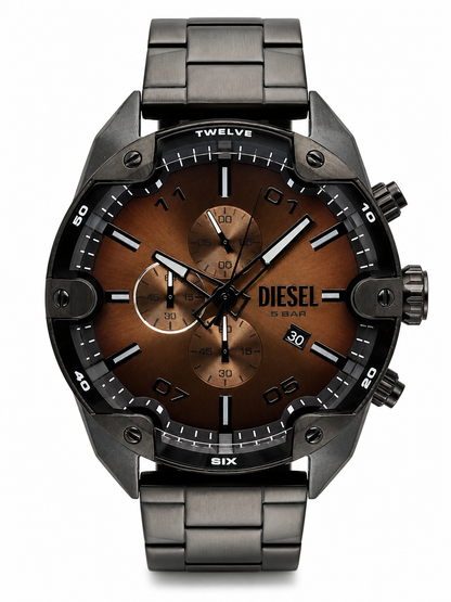 Diesel Spiked with brown dial Stainless Steel Men's Watch
