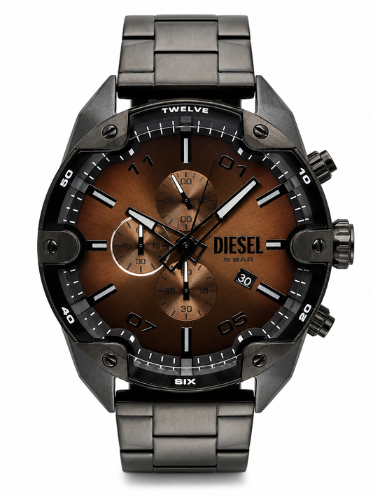 Diesel Spiked with brown dial Stainless Steel Men's Watch