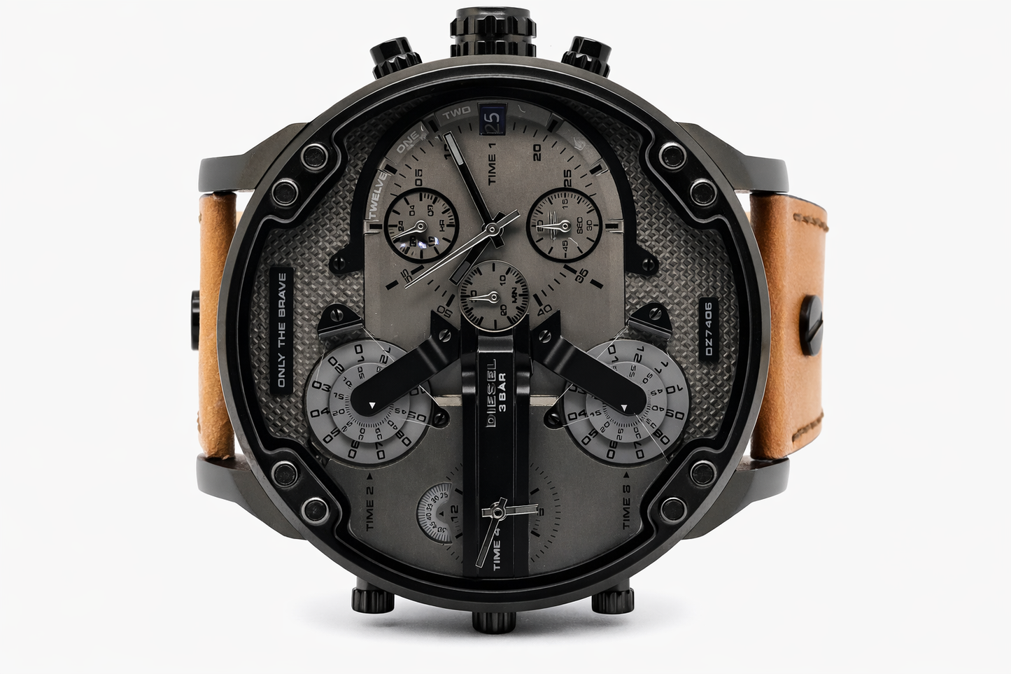 Diesel Mr Daddy 2.0 Grey with Brown Leather Strap Men's Watch