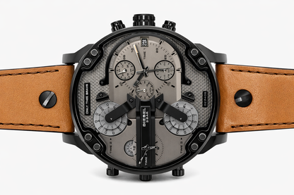 Diesel Mr Daddy 2.0 Grey with Brown Leather Strap Men's Watch