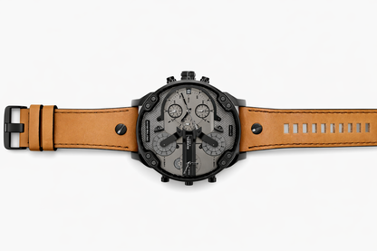 Diesel Mr Daddy 2.0 Grey with Brown Leather Strap Men's Watch