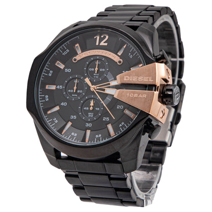 Diesel Mega Chief Stainless Steel Black and Rose Gold Men's Watch