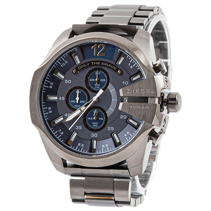 Diesel Mega Chief Stainless Steel and Navy Men's Watch