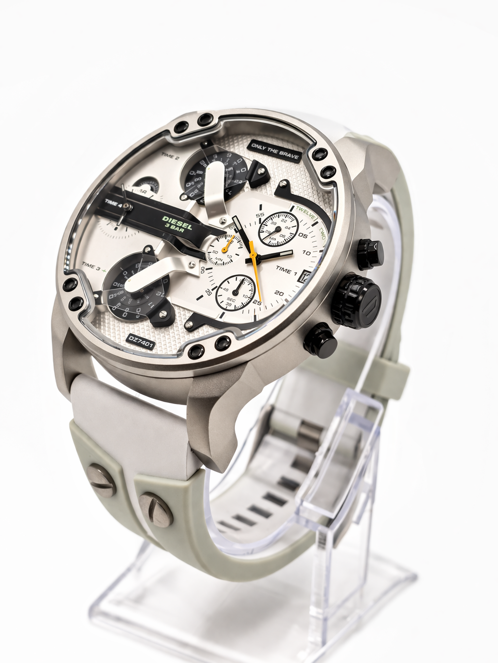 Diesel Mr. Daddy 2.0 with Leather Strap Wrapped in Silicone Men's Watch